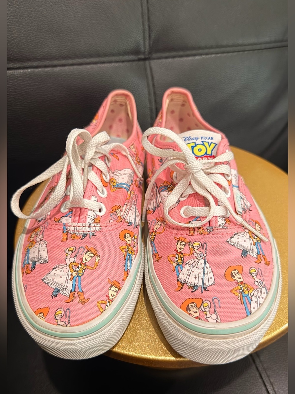 Vans Toy Story kids size 3 Sneakers with Pink Polka Dot Lining woodie